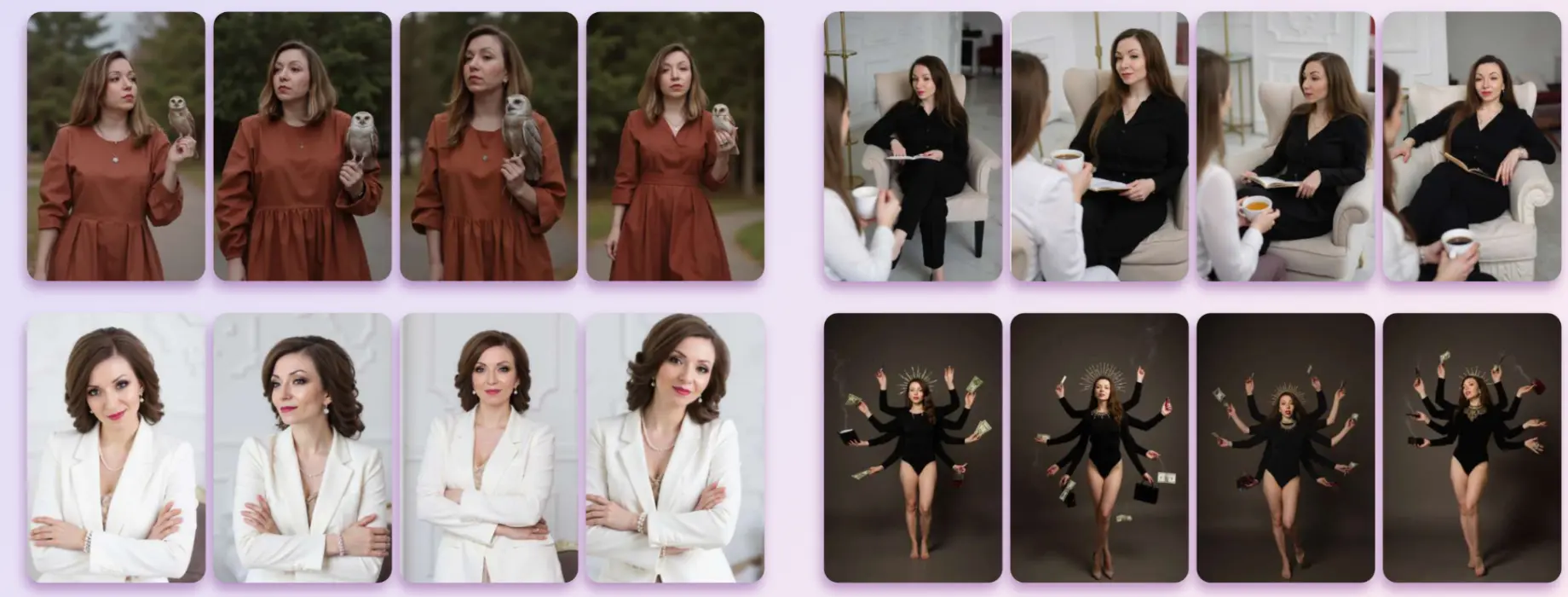 Примеры фотографий, созданных на курсе по нейрофотосессиям